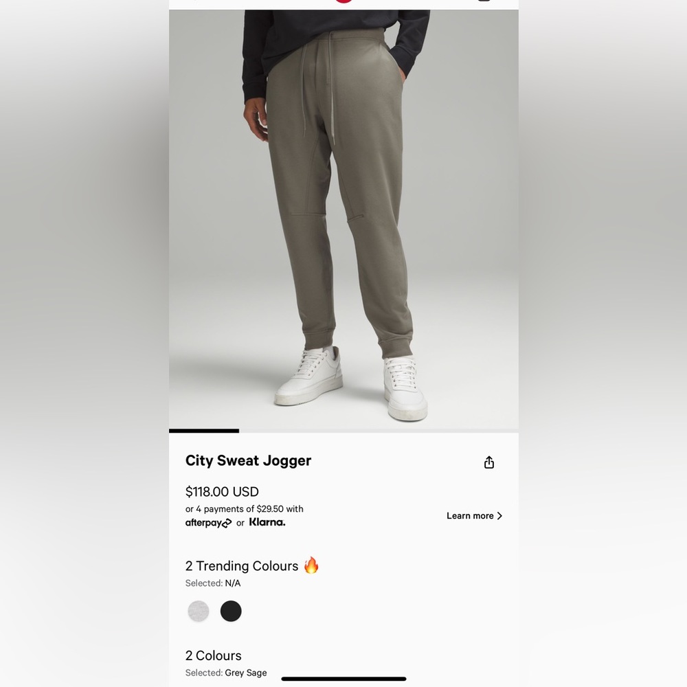 Lululemon men’s city sweat joggers. Medium. 29” inseam. Grey Sage. EUC